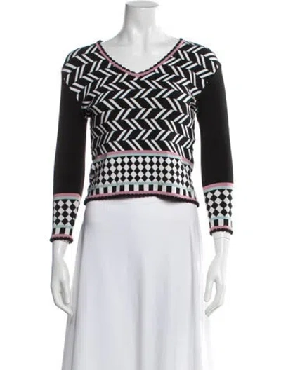 Pre-owned Alberto Makali Patterned V-neck Sweater In Black