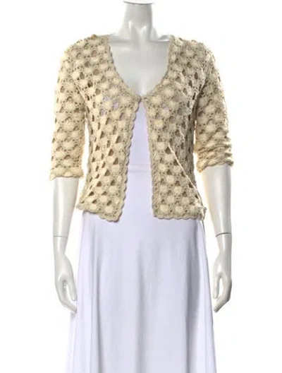 Pre-owned Alberto Makali Patterned V-neck Sweater In Neutral