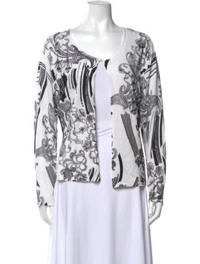 Pre-owned Alberto Makali Patterned V-neck Sweater In White