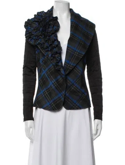 Pre-owned Alberto Makali Plaid Print Blazer In Black
