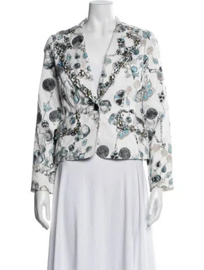 Pre-owned Alberto Makali Printed Blazer In White