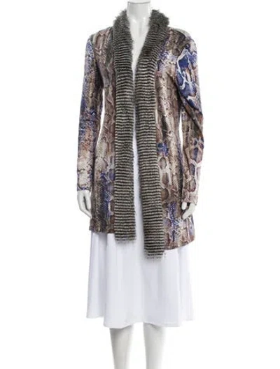 Pre-owned Alberto Makali Printed Faux Fur Coat In Brown