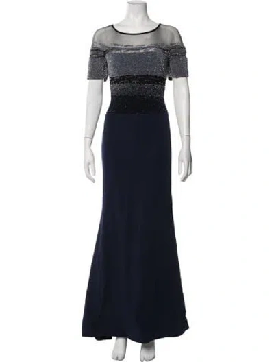 Pre-owned Alberto Makali Printed Long Dress W/ Tags In Blue