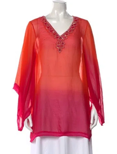 Pre-owned Alberto Makali Printed Midi Length Dress In Orange