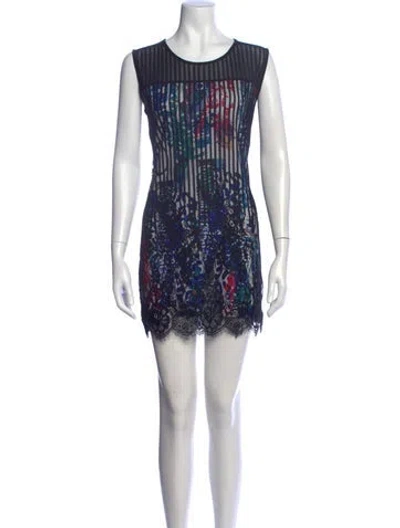 Pre-owned Alberto Makali Printed Mini Dress In Black