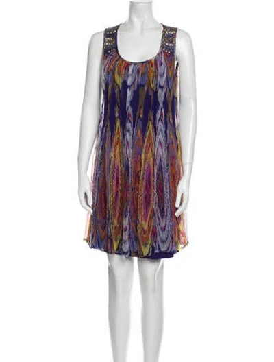 Pre-owned Alberto Makali Printed Mini Dress In Blue