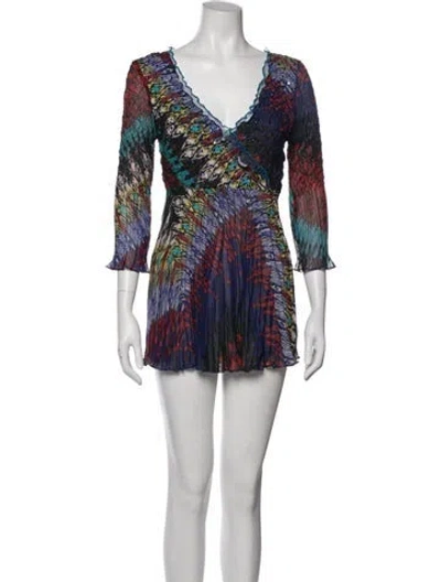 Pre-owned Alberto Makali Printed Mini Dress In Blue