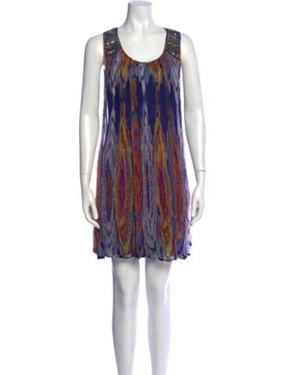Pre-owned Alberto Makali Printed Mini Dress In Blue