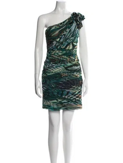 Pre-owned Alberto Makali Printed Mini Dress In Green
