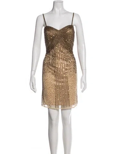 Pre-owned Alberto Makali Printed Mini Dress In Neutral