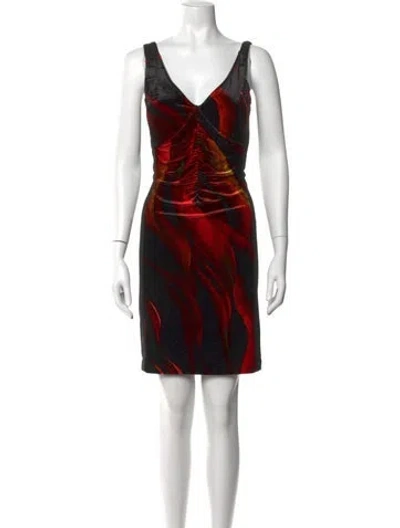 Pre-owned Alberto Makali Printed Mini Dress W/ Tags In Red