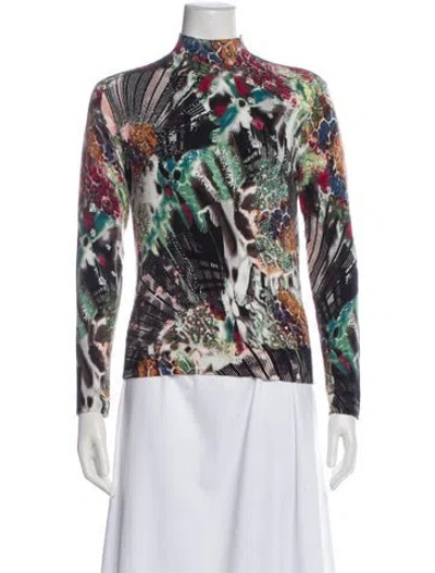 Pre-owned Alberto Makali Printed Mock Neck Sweater In Multi