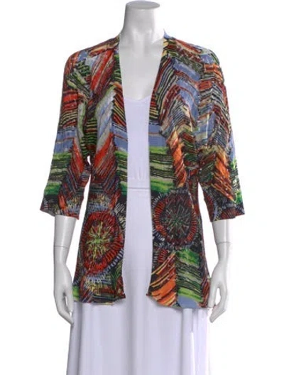 Pre-owned Alberto Makali Printed Open Front Sweater In Orange