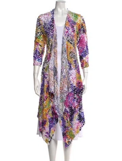 Pre-owned Alberto Makali Printed Open Front Sweater In Purple/yellow