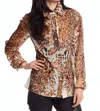 Alberto Makali Rust Button Down Shirt Top In Animal Print In Burgundy