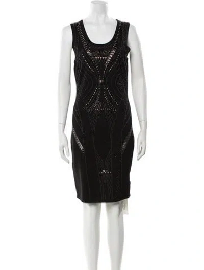Pre-owned Alberto Makali Scoop Neck Knee-length Dress In Black