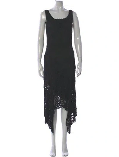 Pre-owned Alberto Makali Scoop Neck Long Dress In Gray