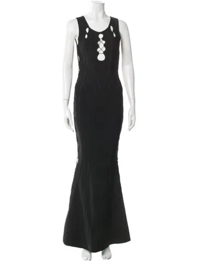Pre-owned Alberto Makali Scoop Neck Long Dress W/ Tags In Black