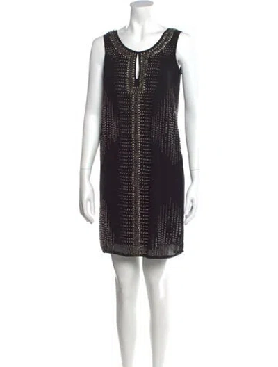 Pre-owned Alberto Makali Scoop Neck Mini Dress In Black