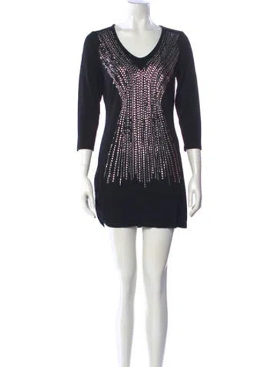Pre-owned Alberto Makali Scoop Neck Mini Dress In Black