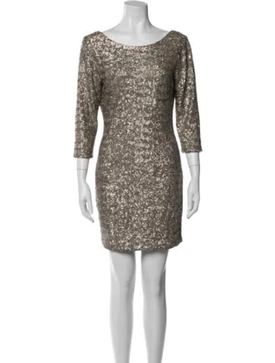 Pre-owned Alberto Makali Scoop Neck Mini Dress In Neutral