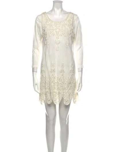 Pre-owned Alberto Makali Scoop Neck Mini Dress In White