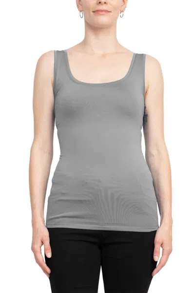 Alberto Makali Scoop Neck Sleeveless Solid Spandex Top In Dark Grey In Gray