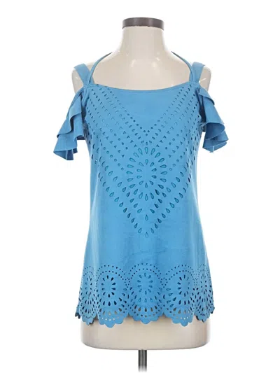 Pre-owned Alberto Makali Short Sleeve Top Blue Cold Shoulder Neckline Tops