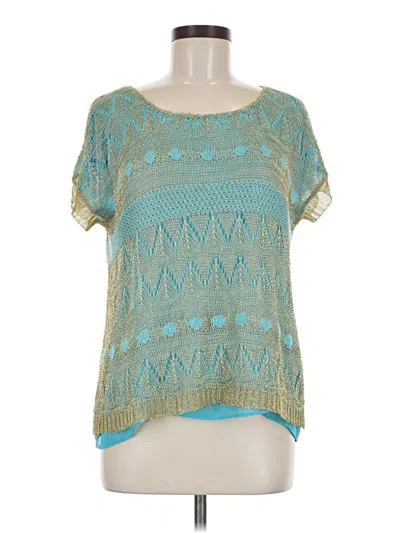Pre-owned Alberto Makali Short Sleeve Top Teal Scoop Neck Tops