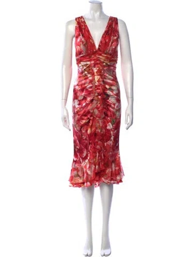 Pre-owned Alberto Makali Silk Knee-length Dress In Red