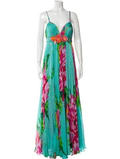 Pre-owned Alberto Makali Silk Long Dress In Green