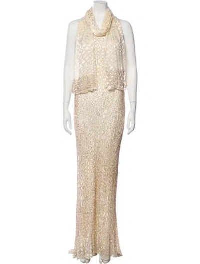 Pre-owned Alberto Makali Silk Long Dress In Neutral
