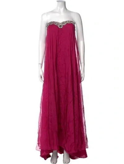 Pre-owned Alberto Makali Silk Long Dress In Pink