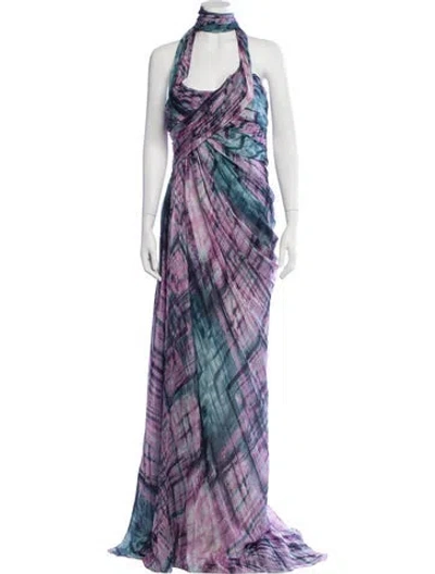 Pre-owned Alberto Makali Silk Long Dress In Purple