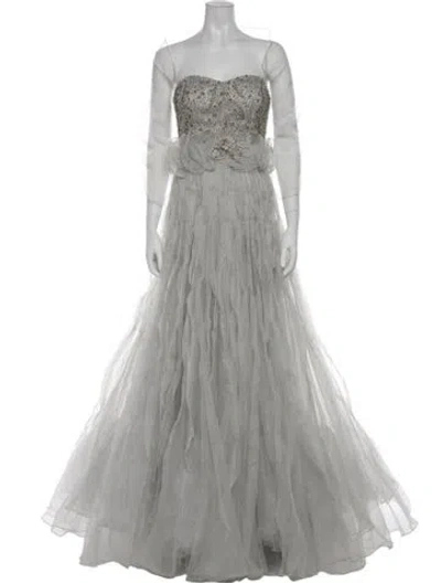 Pre-owned Alberto Makali Strapless Long Dress In Gray