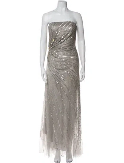 Pre-owned Alberto Makali Strapless Long Dress In Silver