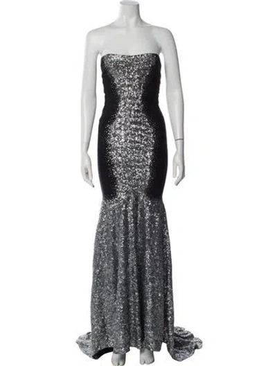 Pre-owned Alberto Makali Strapless Long Dress In Silver