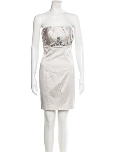 Pre-owned Alberto Makali Strapless Mini Dress In White