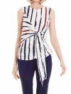 Alberto Makali Striped Belted Tunic Sleeveless In Multi In Multi