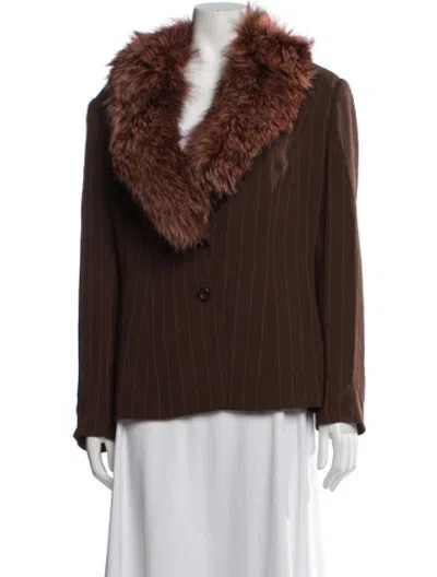 Pre-owned Alberto Makali Striped Blazer In Brown