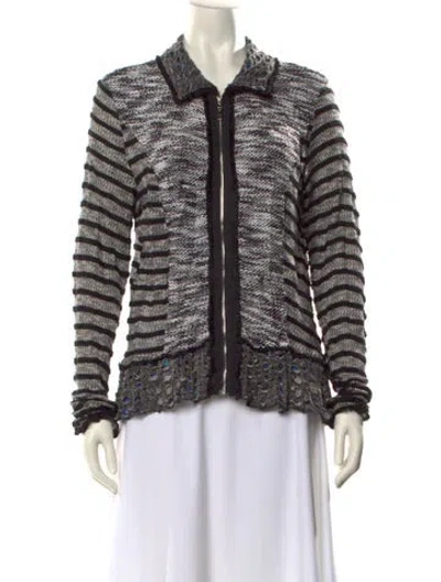 Pre-owned Alberto Makali Striped Crew Neck Sweater W/ Tags In Black