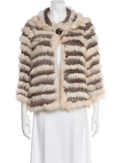Pre-owned Alberto Makali Striped Fur Jacket In Neutrals