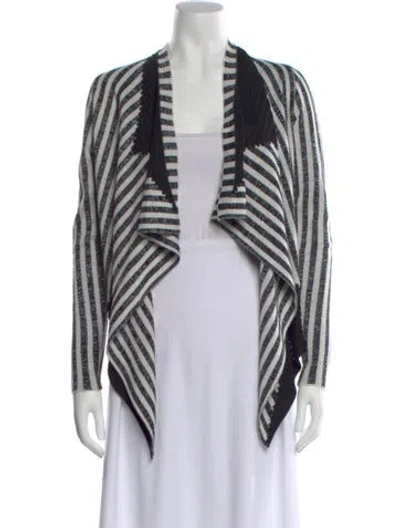 Pre-owned Alberto Makali Striped Open Front Sweater In White