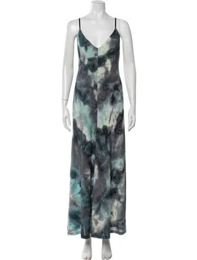 Pre-owned Alberto Makali Tie-dye Print Long Dress In Blue