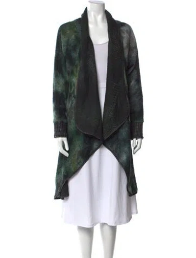 Pre-owned Alberto Makali Tie-dye Print Open Front Sweater In Green