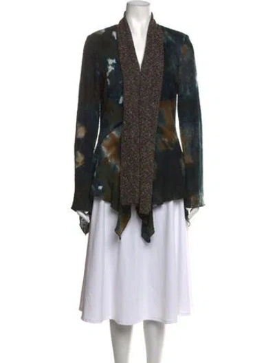 Pre-owned Alberto Makali Tie-dye Print Open Front Sweater W/ Tags In Brown