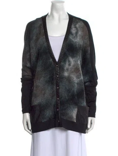 Pre-owned Alberto Makali Tie-dye Print V-neck Sweater In Black