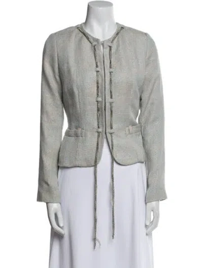 Pre-owned Alberto Makali Tweed Pattern Evening Jacket In Blue