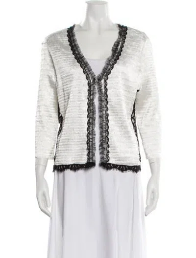 Pre-owned Alberto Makali Tweed Pattern Jacket In White