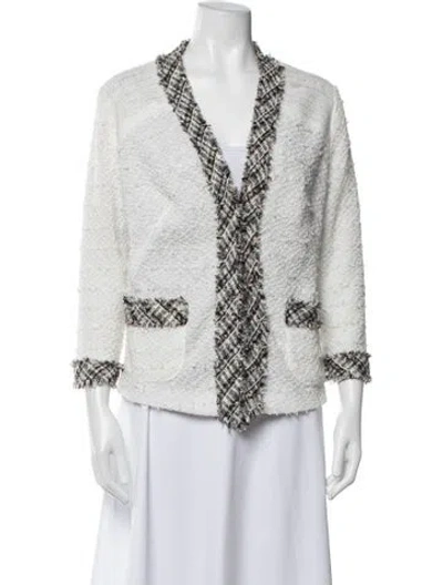 Pre-owned Alberto Makali Tweed Pattern Jacket In White